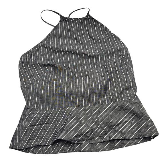 Vintage Y2K Womens Sz S Peplum Halter Top Gray Striped Academia Core - Picture 1 of 3